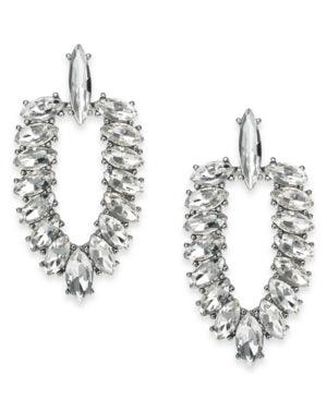 INC International Concepts Silver-Tone Crystal Doorknocker Drop Earrings