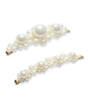 Inc Gold-Tone 2-Pc. Set Imitation Pearl Flower Bobby Pins