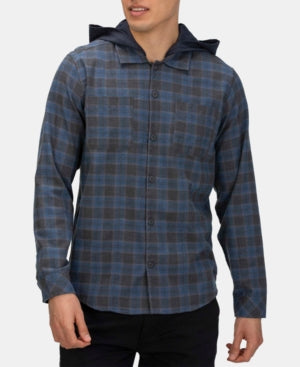 Hurley Mens Crowley Washed Hooded Long Sleeve Shirt, Size Small