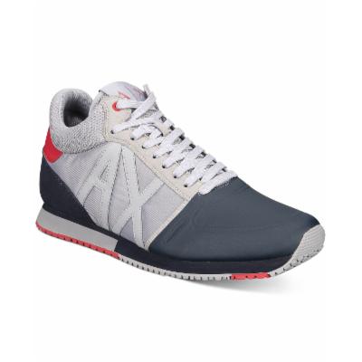 Armani Exchange Mens Logo Low-Top Sneakers,10.5 Grey/red