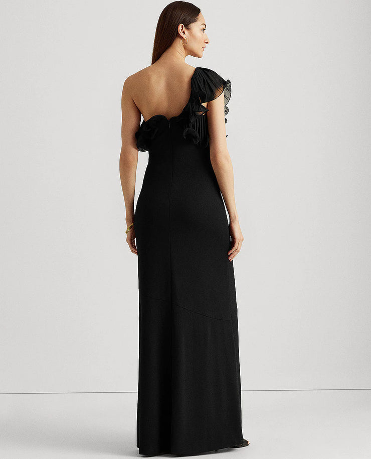 Lauren Ralph Lauren One-Shoulder A-Line Gown – Black, Size 12