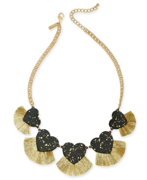 Inc Gold-Tone Resin Hearts and Fringe Statement Necklace, 18 + 3 Extender