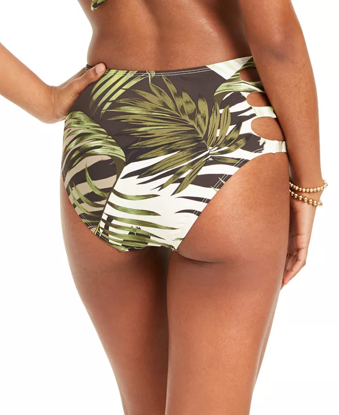 Bar III Jungle Moon Printed Cutout High-Waist Bikini Bottoms