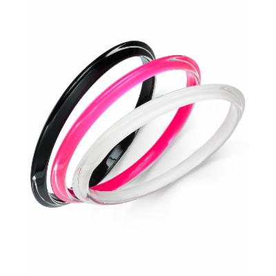 INC 3-Pc. Set Resin Bangle Bracelets Black Pink White