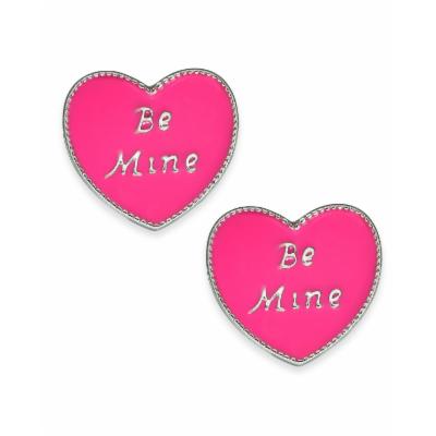 Holiday Lane Silver-Tone Be Mine Heart Stud Earrings, Pink