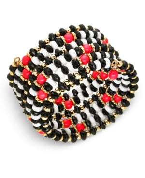 Inc Gold-Tone Beaded Coil Bracelet, Black/White