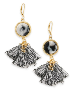 Inc Gold-Tone Tortoise-Look Multi-Tassel Drop Earrings