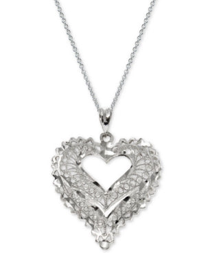 Giani Bernini Filigree Heart Necklace in Sterling Silver