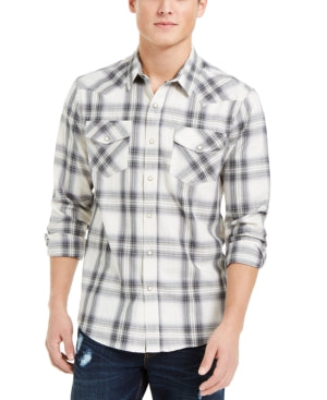 Sun + Stone Mens Tyler Western Plaid Shirt, Size XXL