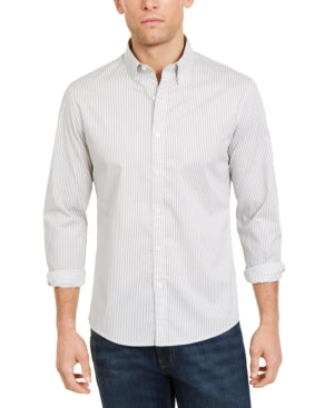 Michael Kors Mens Slim-Fit Stretch Stripe Shirt , Size Small