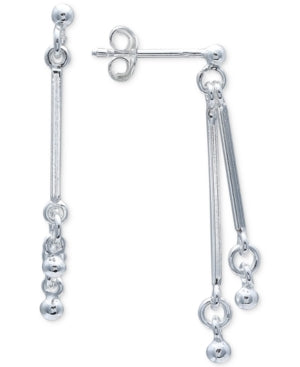 Giani Bernini Polished Double Bar and Ball Drop Earrings in Sterling Silver