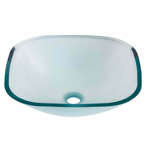 Novatto Piazza Glass Vessel Bathroom Sink Clear, 16.5 x 5.5