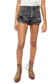 Free People Black Romeo Rolled Cut Off Shorts, Size 26