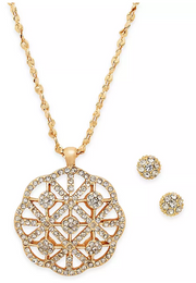 Charter Club Gold-Tone Pave Necklace and Stud Earrings Set