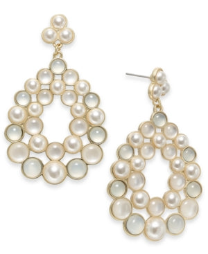 Inc Gold-Tone Imitation Pearl Cluster Drop Earrings
