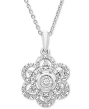 RH Macy fine jewelry sterling silver Diamond Scallop Pendant Necklace