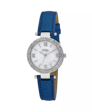 Bob Mackie Women’s Blue Polyurethane Strap Glitz Mop Dial Watch, 30mm