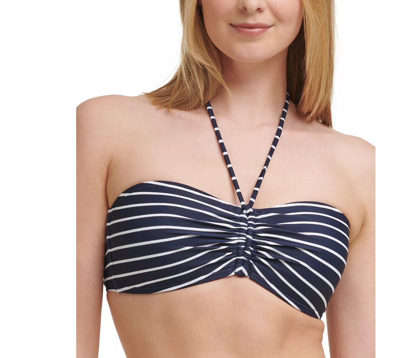 Tommy Hilfiger Womens Striped Center Halter Bikini Top