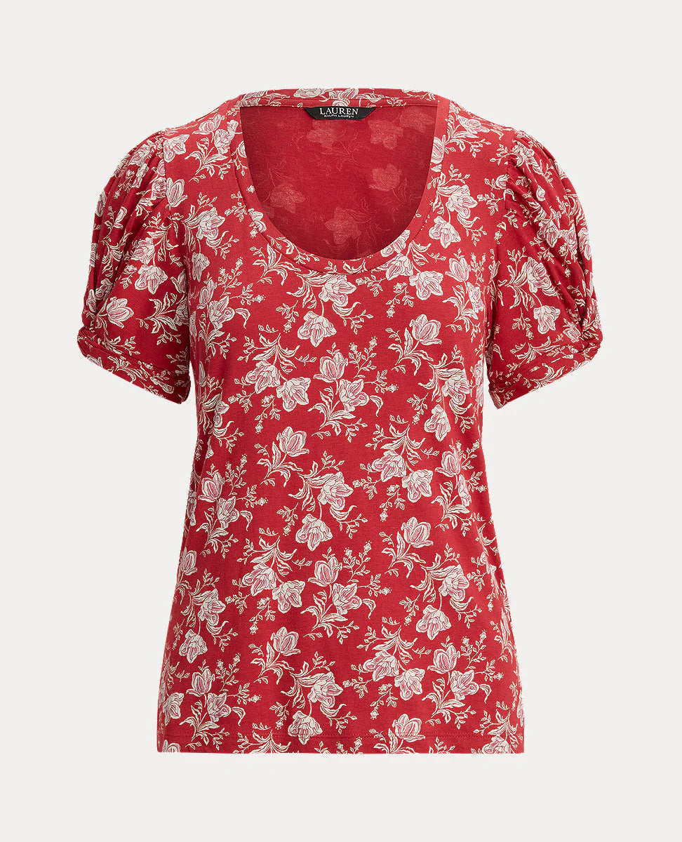 Lauren Ralph Lauren Floral Puff-Sleeve T-Shirt, Size Large