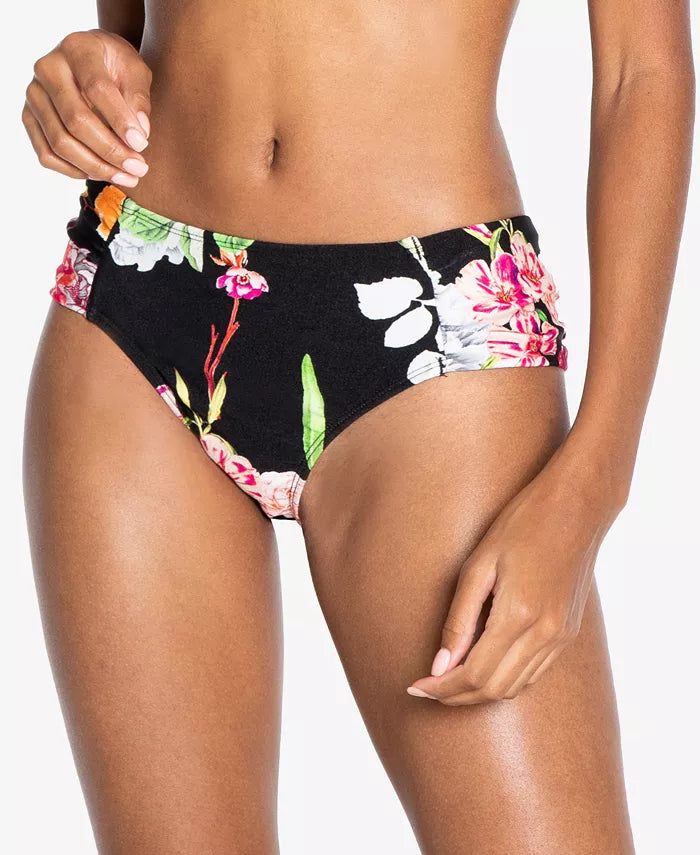 Rachel Roy Ombre Floral Printed Ruched-Side Bikini Bottoms, Size XL