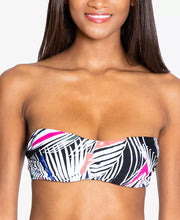 Rachel Rachel Roy Graphic Palm Printed Bandeau Bikini Top, Size Medium