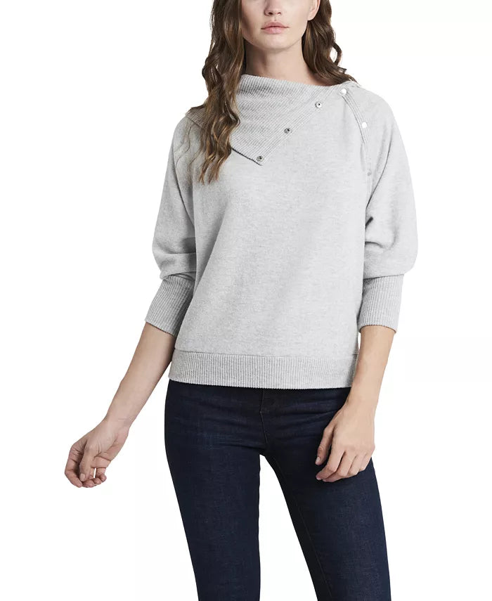 Vince Camuto Womens Fold Over Neck Long Sleeve Top