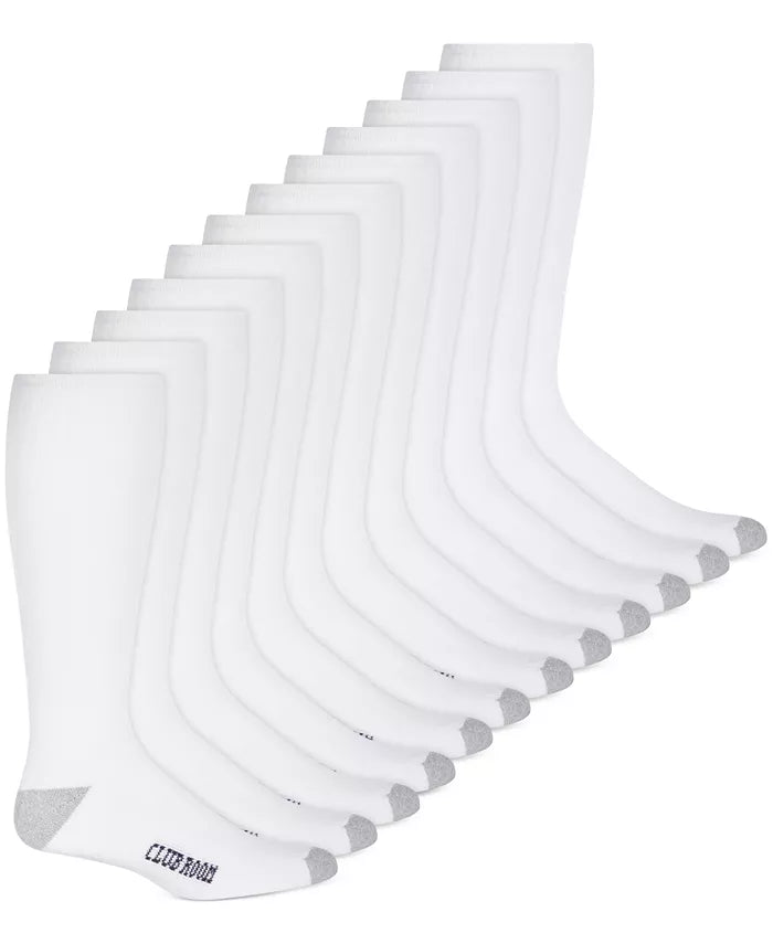 Club Room Mens Over the Calf Socks – 12-Pack, White, Size 7–12