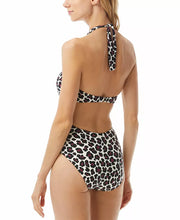 Michael Michael Kors Animal-Print Cut-Out Halter One-Piece Swimsuit, Size 14