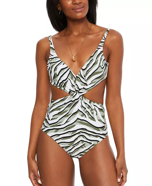 Bar III Hypno Beach Chic Printed Twist-Front One-Piece Swimsuit