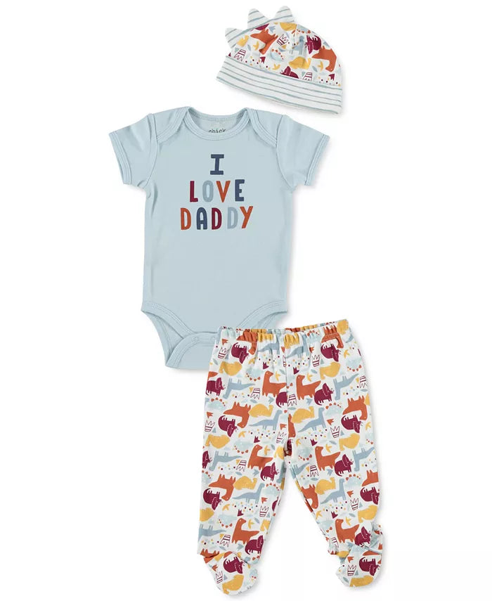 Chickpea Baby Boys 3-PC. Cotton Bodysuit, Pants & Hat Set