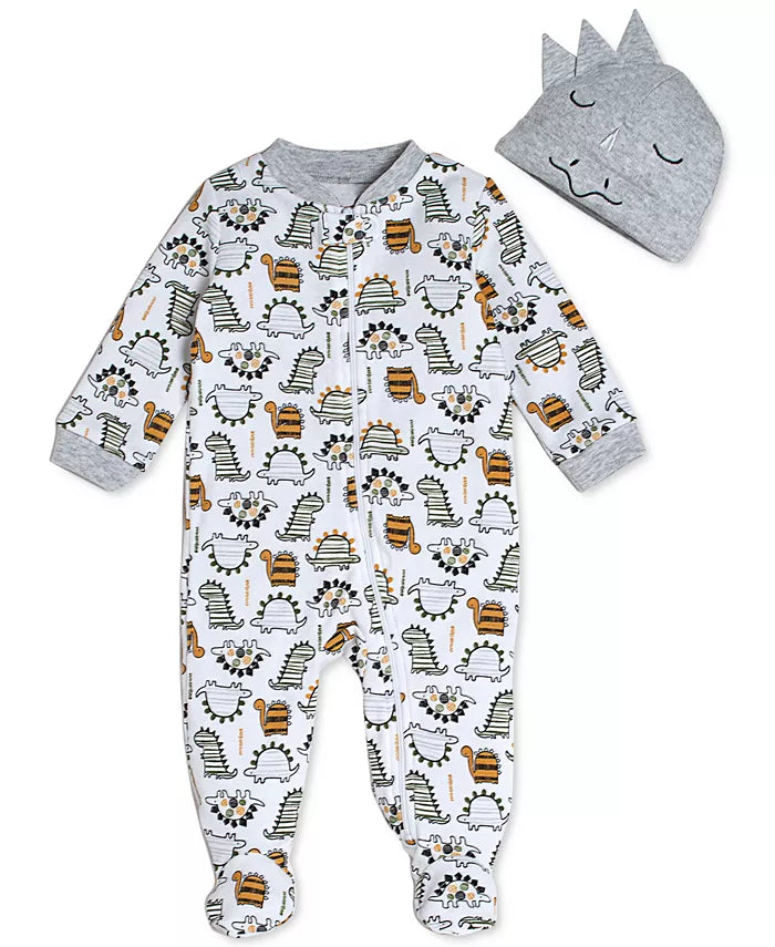 Chickpea Cutie Pie Baby Baby Boys Printed Cotton Coverall and Hat Set