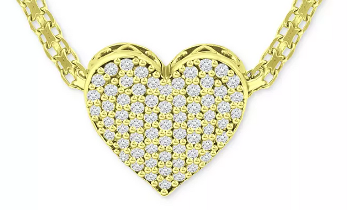 Giani Bernini Cubic Zirconia Pave Heart 18 Pendant Necklace in 18k Gold-Plated