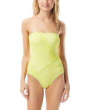 Vince Camuto Spliced Printed Bandeau One-Piece Swimsuit – Yellow, Size 12