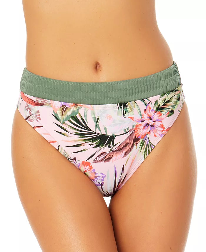 California Waves Juniors Contrast-Waistband Bikini Bottoms, Size Medium