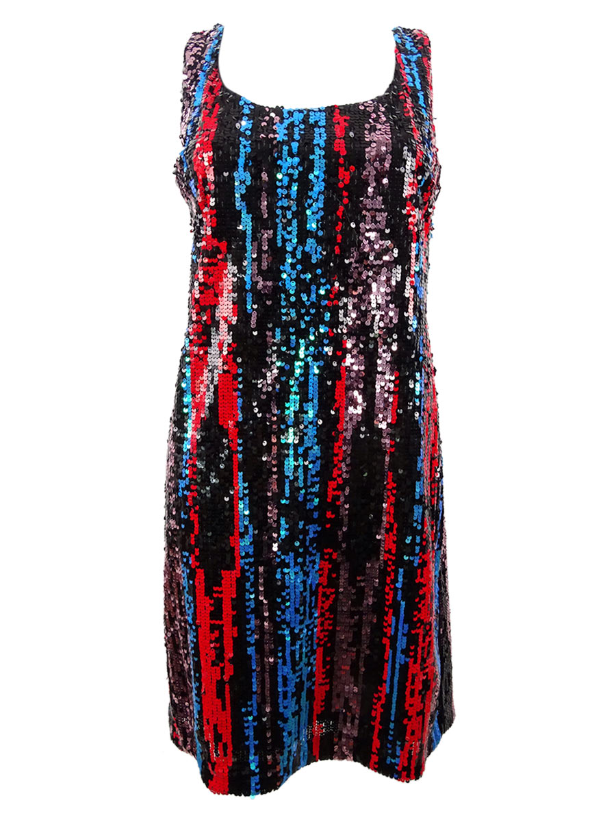 Calvin Klein Womens Sleeveless Sequin Sheath with Scoop Neck Dress, Size 4