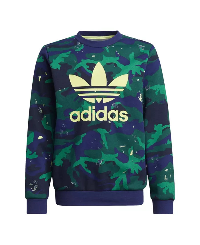 Adidas Big Boys Camo Print Crew Sweatshirt, Size XL