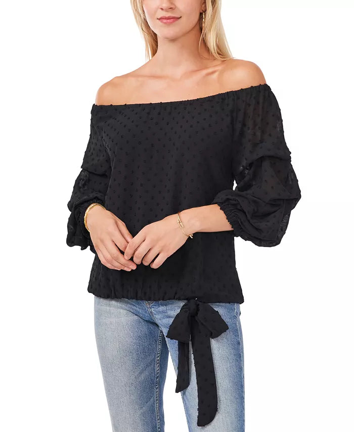 Vince Camuto Clip-Dot Off-the-Shoulder Top, Size Medium