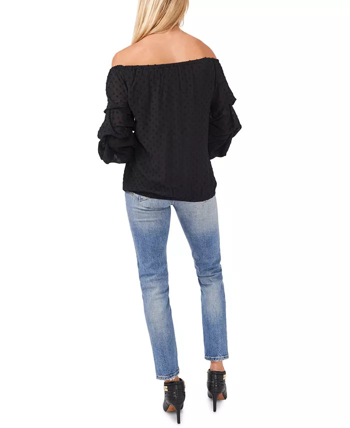 Vince Camuto Clip-Dot Off-the-Shoulder Top, Size Medium