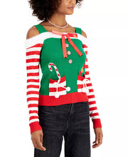 Planet Gold Juniors Cold-Shoulder Holiday Sweater