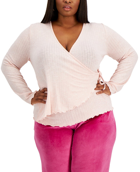 Rebellious One Trendy Plus Size Hacci Wrap Blouse