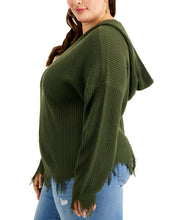 Full Circle Trends Trendy Plus Size Hooded Distressed Sweater