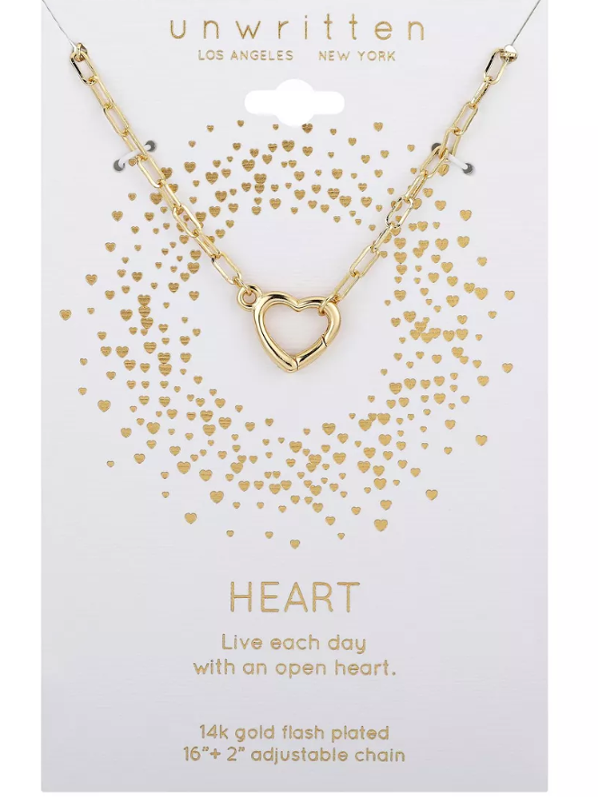 Unwritten Gold Flash Plated Heart Link Necklace, 16+2 Extender