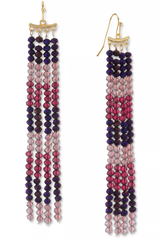 Style and Co Gold-Tone Beaded Multi-Strand Linear Drop Earrings