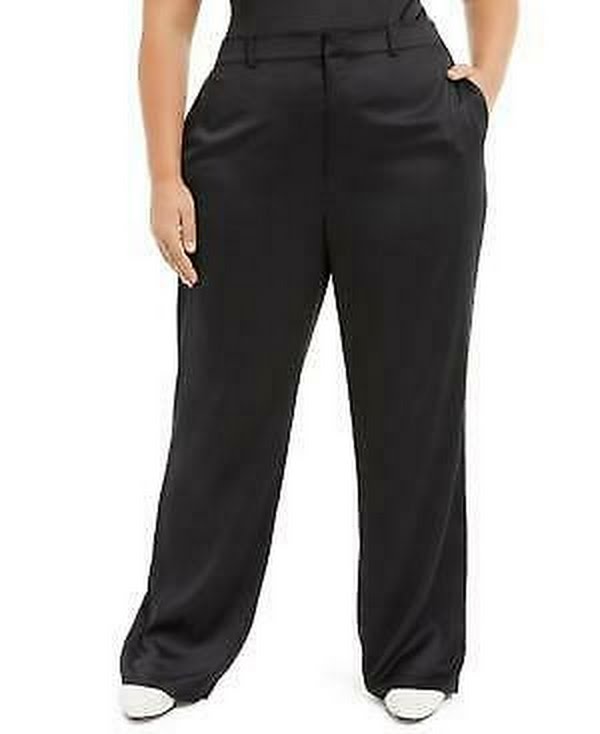 Danielle Bernstein Satin Pants-Black/Size 18W