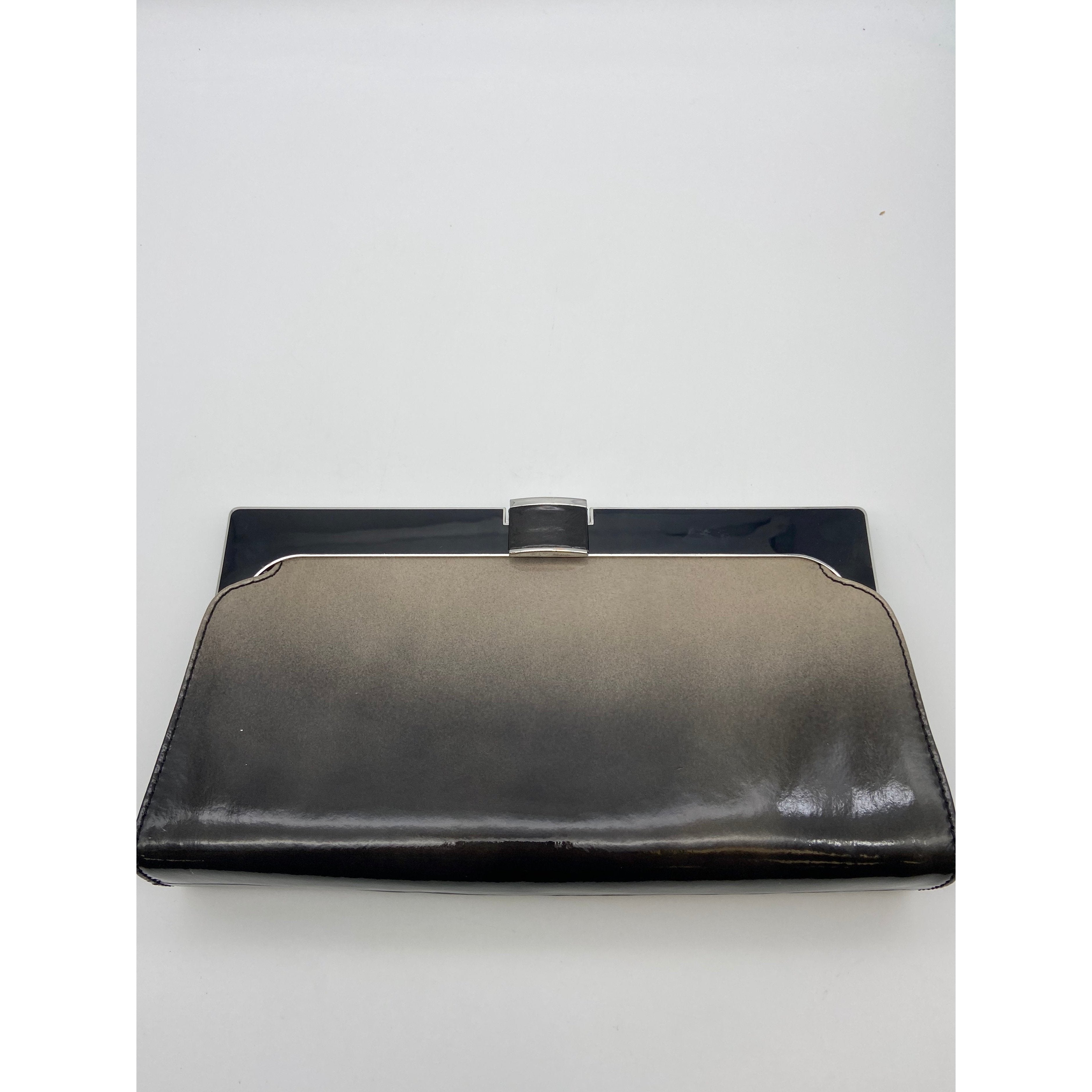 Banana Republic Womens Clasp Clutch two tone gradient silver/black