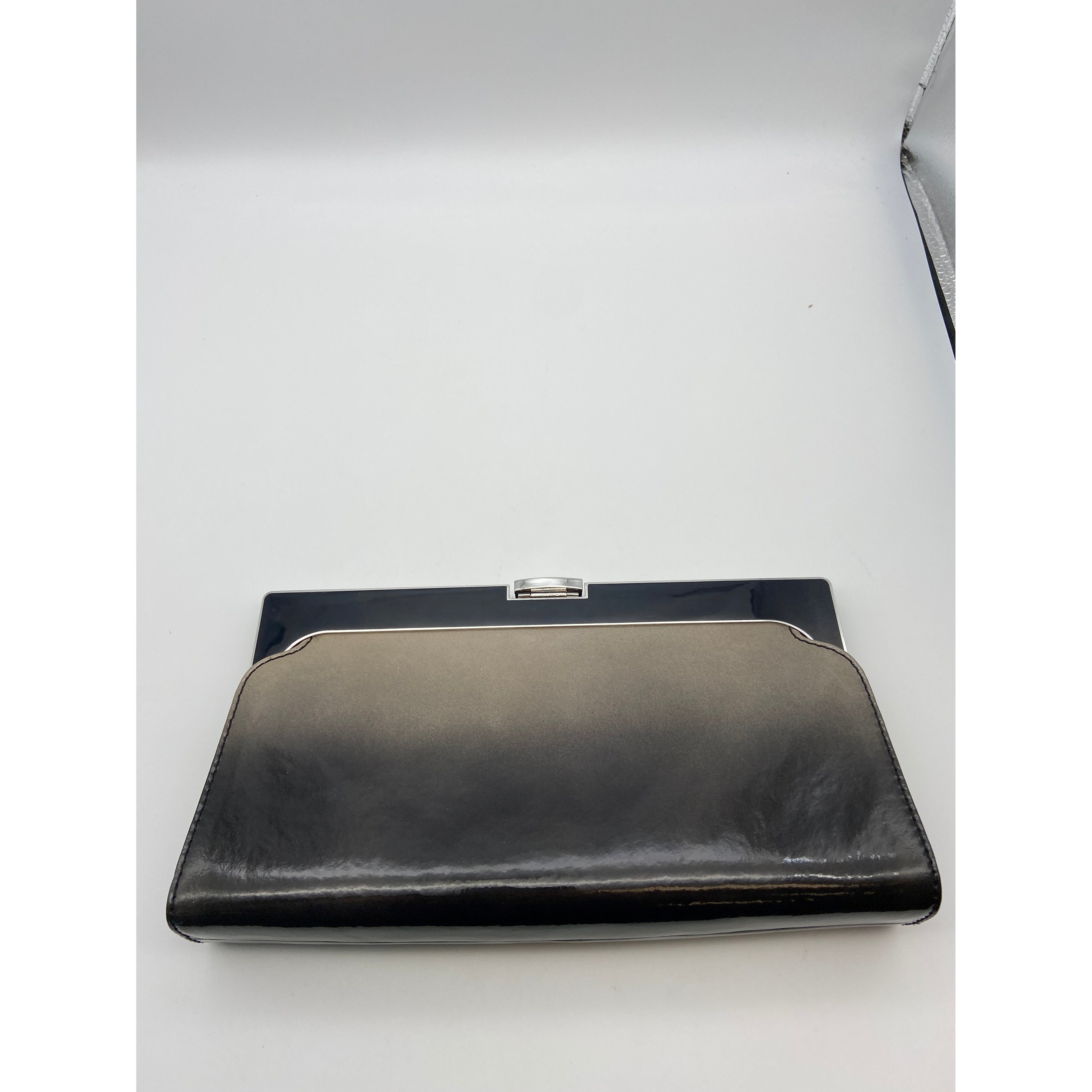 Banana Republic Womens Clasp Clutch two tone gradient silver/black