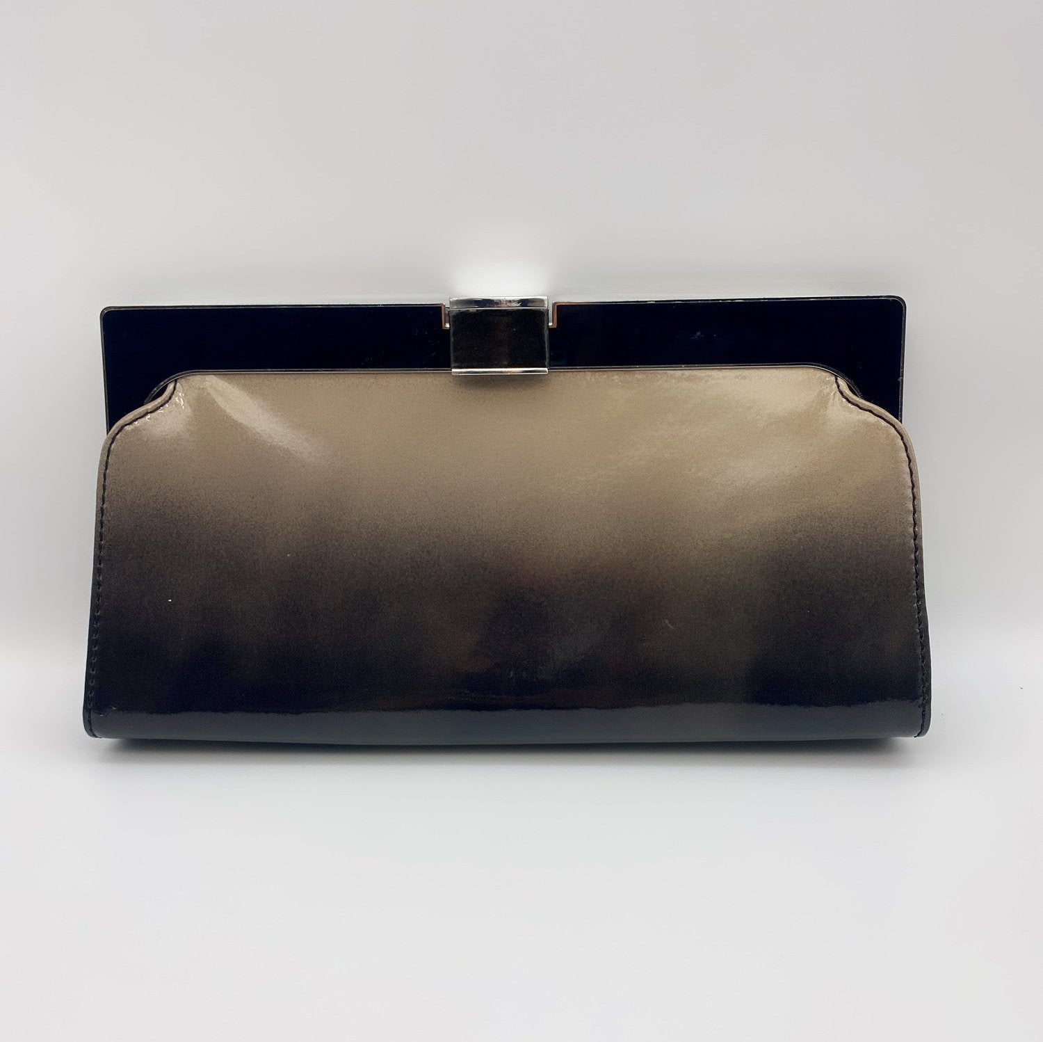 Banana Republic Womens Clasp Clutch two tone gradient silver/black