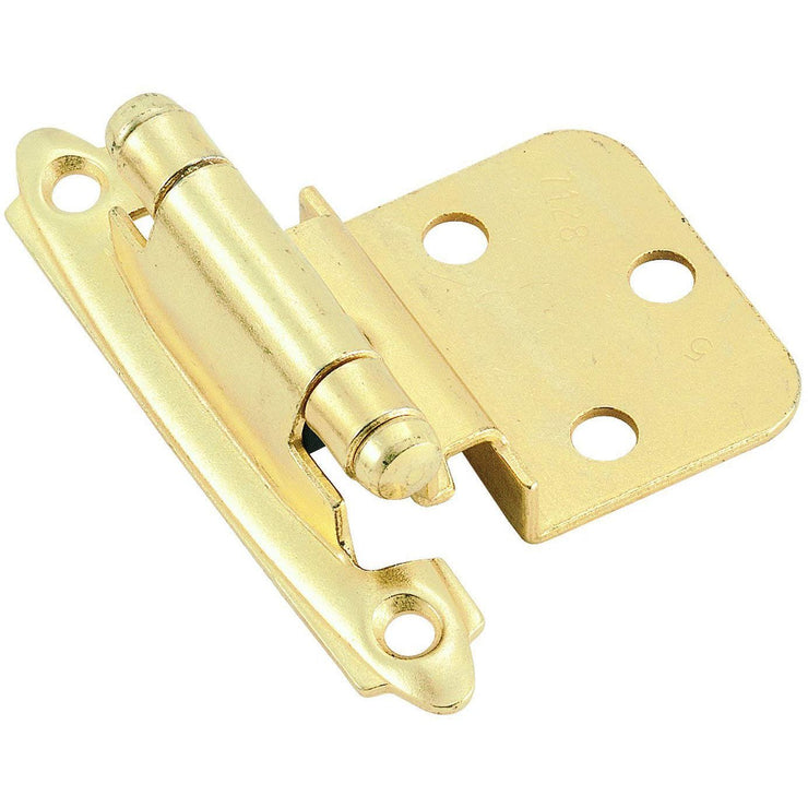 3/8in (10 mm) Inset Self-Closing, Face Mount Polished Brass Hinge - 4 Pack