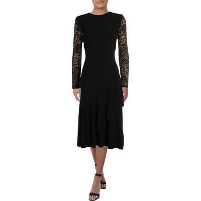 Lauren by Ralph Lauren Womens Lace-Sleeve MIDI Dress