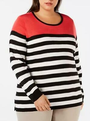 Calvin Klein Plus Size Colorblocked Striped Sweater, Size XL